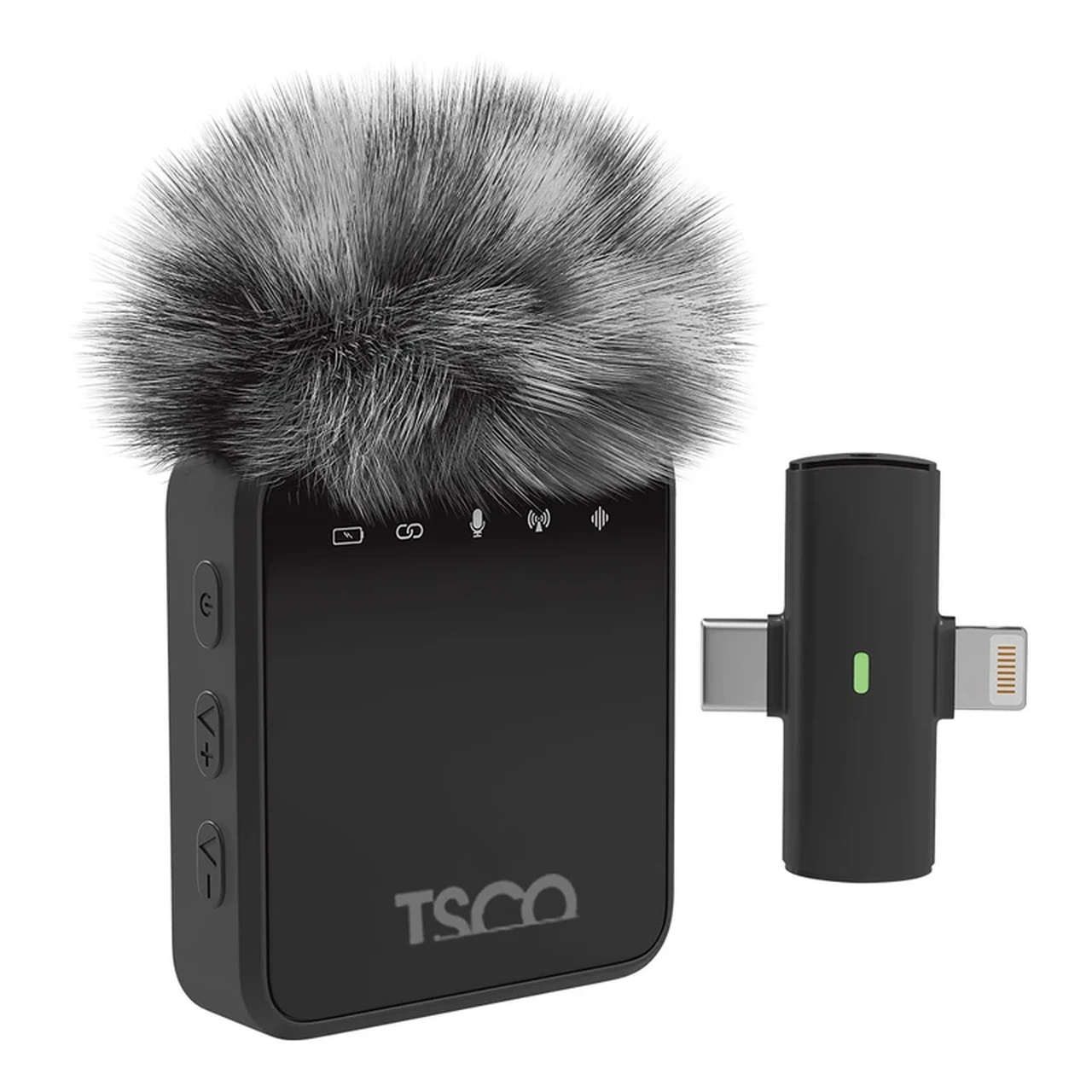 میکروفون یقه ای بی سیم Tsco Type-C/Lightning مدل TMIC 5007 - مشکی (دو میکروفون) (گارانتی 12 ماهه TSCO)
